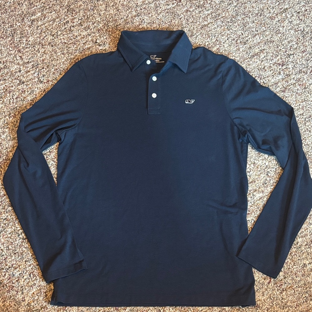 Vineyard Vines Youth Boys Navy Long Sleeve Soft material Edgartown Polo